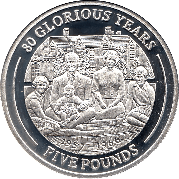 2006 SILVER PROOF GIBRALTAR COMMEMORATIVE COIN FIVE POUNDS QUEEN ELIZABETH II 80TH BIRTHDAY REF 15 - SILVER PROOF COMMEMORATIVE - Cambridgeshire Coins