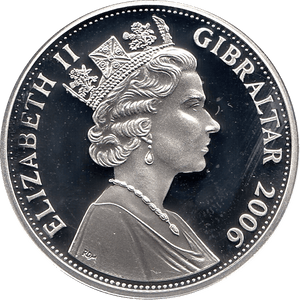 2006 SILVER PROOF GIBRALTAR COMMEMORATIVE COIN FIVE POUNDS QUEEN ELIZABETH II 80TH BIRTHDAY REF 15 - SILVER PROOF COMMEMORATIVE - Cambridgeshire Coins