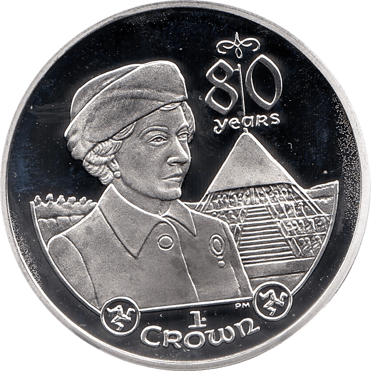 2006 SILVER PROOF ISLE OF MAN COMMEMORATIVE COIN CROWN QUEEN ELIZABETH II 80TH BIRTHDAY REF 19 - SILVER PROOF COMMEMORATIVE - Cambridgeshire Coins
