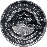 2006 SILVER PROOF LIBERIA COMMEMORATIVE COIN 10 DOLLARS QUEEN ELIZABETH II 80TH BIRTHDAY REF 36 - SILVER PROOF COMMEMORATIVE - Cambridgeshire Coins
