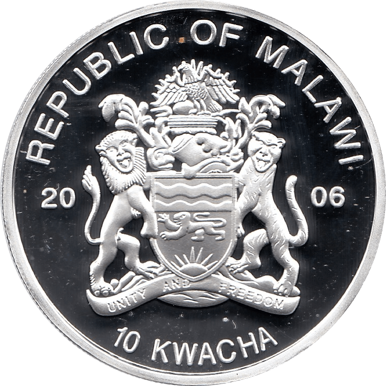 2006 SILVER PROOF MALAWI COMMEMORATIVE COIN 10 KWACHA QUEEN ELIZABETH II 80TH BIRTHDAY REF 22 - SILVER PROOF COMMEMORATIVE - Cambridgeshire Coins