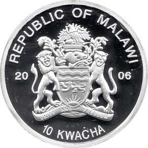 2006 SILVER PROOF MALAWI COMMEMORATIVE COIN 10 KWACHA QUEEN ELIZABETH II 80TH BIRTHDAY REF 24 - SILVER PROOF COMMEMORATIVE - Cambridgeshire Coins