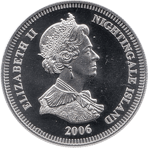 2006 SILVER PROOF NIGHTINGALE ISLAND COMMEMORATIVE COIN 5 POUNDS QUEEN ELIZABETH II 80TH BIRTHDAY REF 12 - SILVER PROOF COMMEMORATIVE - Cambridgeshire Coins