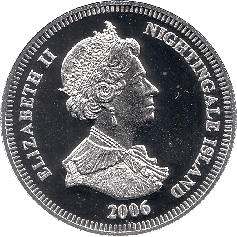 2006 SILVER PROOF NIGHTINGALE ISLAND COMMEMORATIVE COIN ONE CROWN QUEEN ELIZABETH II 80TH BIRTHDAY REF 14 - SILVER PROOF COMMEMORATIVE - Cambridgeshire Coins