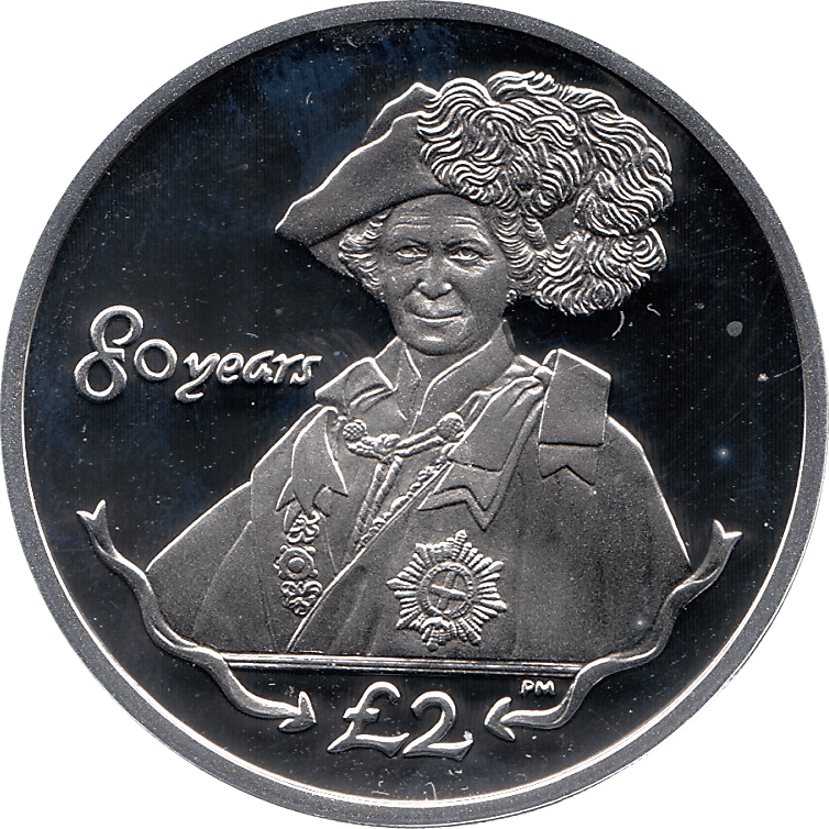 2006 SILVER PROOF SANDWICH ISLANDS COMMEMORATIVE COIN 2 POUNDS QUEEN ELIZABETH II 80TH BIRTHDAY 17 - SILVER PROOF COMMEMORATIVE - Cambridgeshire Coins