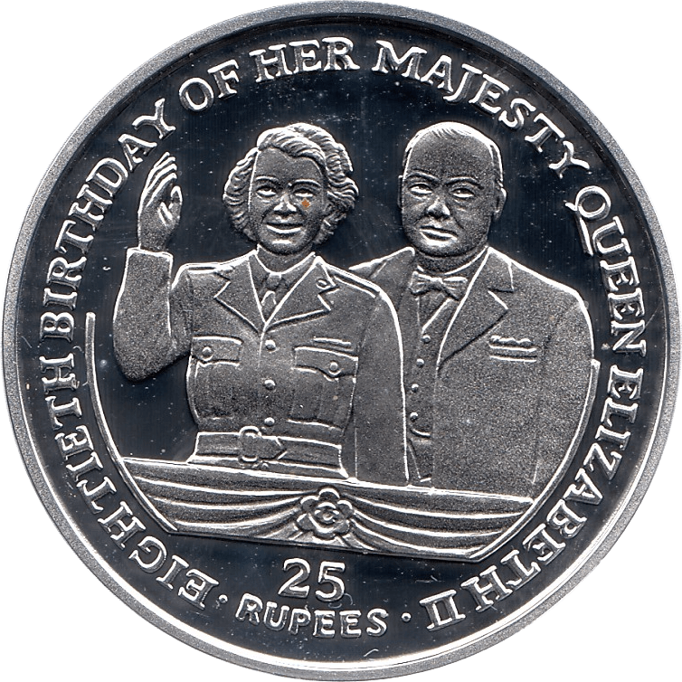 2006 SILVER PROOF SEYCHELLES COMMEMORATIVE COIN 25 RUPEES QUEEN ELIZABETH II 80TH BIRTHDAY REF 27 - SILVER PROOF COMMEMORATIVE - Cambridgeshire Coins