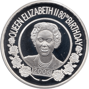 2006 SILVER PROOF ST HELENA 50p COMMEMORATIVE COIN QUEEN ELIZABETH II 80TH BIRTHDAY REF 2 - SILVER PROOF COMMEMORATIVE - Cambridgeshire Coins