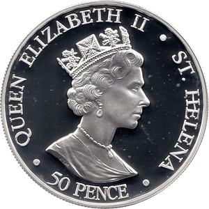 2006 SILVER PROOF ST HELENA 50p COMMEMORATIVE COIN QUEEN ELIZABETH II 80TH BIRTHDAY REF 2 - SILVER PROOF COMMEMORATIVE - Cambridgeshire Coins