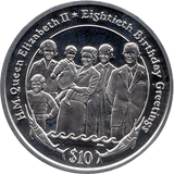 2006 SILVER PROOF VIRGIN ISLANDS COMMEMORATIVE COIN 10 DOLLARS QUEEN ELIZABETH II 80TH BIRTHDAY REF 20 - SILVER PROOF COMMEMORATIVE - Cambridgeshire Coins