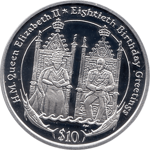 2006 SILVER PROOF VIRGIN ISLANDS COMMEMORATIVE COIN 10 DOLLARS QUEEN ELIZABETH II 80TH BIRTHDAY REF 21 - SILVER PROOF COMMEMORATIVE - Cambridgeshire Coins