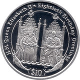 2006 SILVER PROOF VIRGIN ISLANDS COMMEMORATIVE COIN 10 DOLLARS QUEEN ELIZABETH II 80TH BIRTHDAY REF 21 - SILVER PROOF COMMEMORATIVE - Cambridgeshire Coins