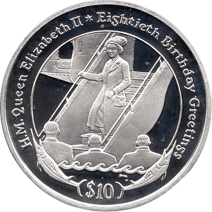 2006 SILVER PROOF VIRGIN ISLANDS COMMEMORATIVE COIN 10 DOLLARS QUEEN ELIZABETH II 80TH BIRTHDAY REF 23 - SILVER PROOF COMMEMORATIVE - Cambridgeshire Coins