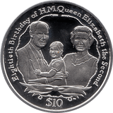 2006 SILVER PROOF VIRGIN ISLANDS COMMEMORATIVE COIN 10 DOLLARS QUEEN ELIZABETH II 80TH BIRTHDAY REF 28 - SILVER PROOF COMMEMORATIVE - Cambridgeshire Coins