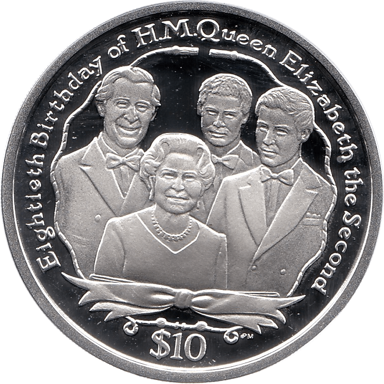 2006 SILVER PROOF VIRGIN ISLANDS COMMEMORATIVE COIN 10 DOLLARS QUEEN ELIZABETH II 80TH BIRTHDAY REF 30 - SILVER PROOF COMMEMORATIVE - Cambridgeshire Coins