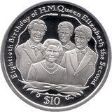 2006 SILVER PROOF VIRGIN ISLANDS COMMEMORATIVE COIN 10 DOLLARS QUEEN ELIZABETH II 80TH BIRTHDAY REF 30 - SILVER PROOF COMMEMORATIVE - Cambridgeshire Coins