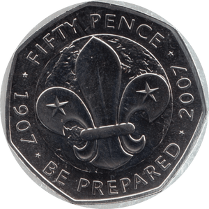 2007 FIFTY PENCE 50P BRILLIANT UNCIRCULATED SCOUT MOVEMENT BU - 50p BU - Cambridgeshire Coins