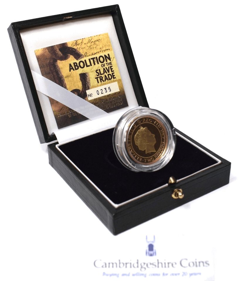 2007 Gold Proof £2 Abolition of Slave Trade Coin BOX COA Double Sovereign - Gold Proof £2 - Cambridgeshire Coins