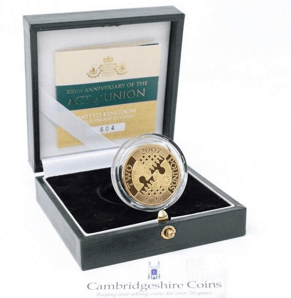 2007 Gold Proof £2 Act Of Union Coin Box COA Bullion Double Sovereign - Gold Proof £2 - Cambridgeshire Coins