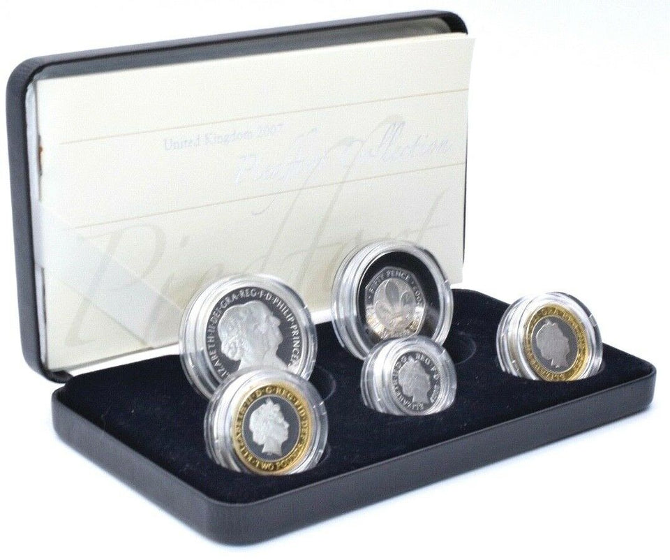2007 Piedfort Silver Proof Coin Year Set £5 £2 £1 50p BOX + COA Royal Mint - Silver Proof Piedfort - Cambridgeshire Coins