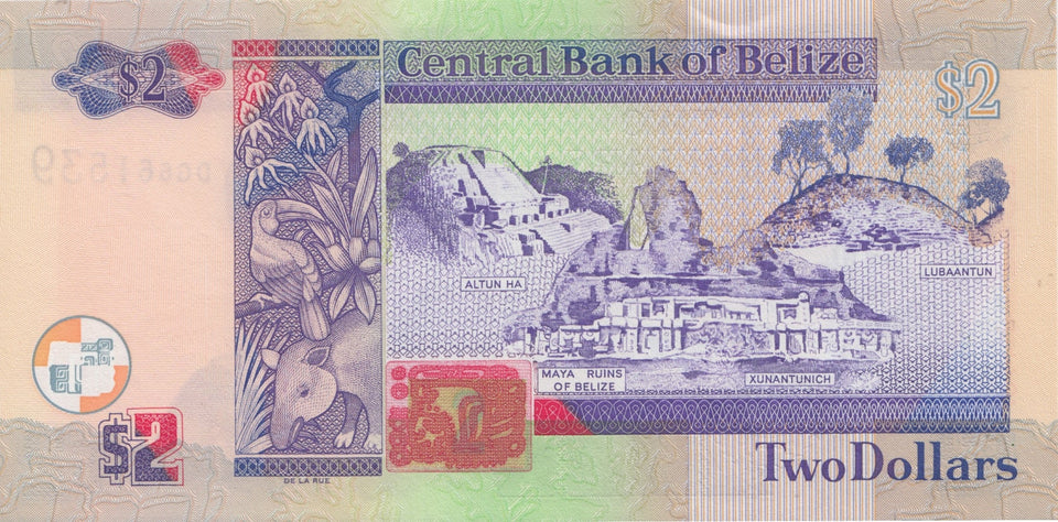 2007 TWO DOLLARS BANKNOTE BELIZE REF 576 - World Banknotes - Cambridgeshire Coins