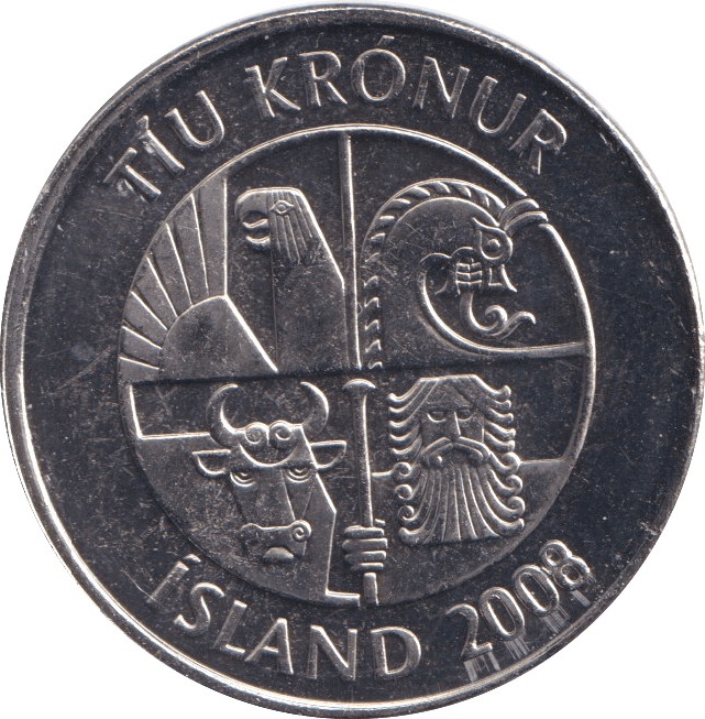 2008 10 KRONER ICELAND - Cambridgeshire Coins