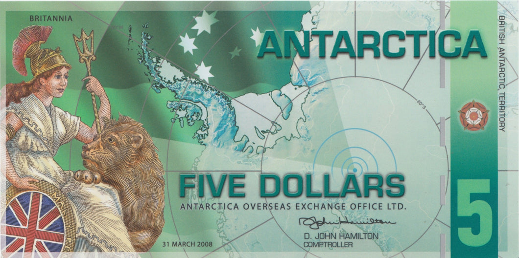 2008 FIVE DOLLARS BANKNOTE ANTARCTICA REF 516 - World Banknotes - Cambridgeshire Coins