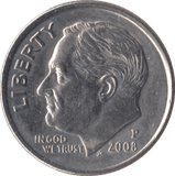 2008 ONE DIME USA PHILADELPHIA MINT - SILVER WORLD COINS - Cambridgeshire Coins