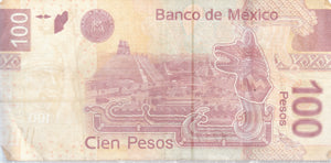 2009 100 PESOS BANCO DE MEXICO MEXICAN BANKNOTE REF 178 - WORLD BANKNOTES - Cambridgeshire Coins