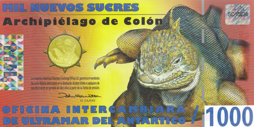 2009 1000 SUCRES BANKNOTE GALAPAGOS ISLAND REF 1149 - World Banknotes - Cambridgeshire Coins