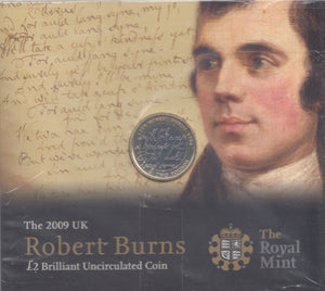 2009 £2 UNCIRCULATED PRESENTATION PACK ROBERT BURNS - £2 BU PACK - Cambridgeshire Coins