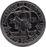 2009 FIVE POUND £5 THE ACCESSION OF HENRY VIII 1509 BRILLIANT UNCIRCULATED BU - £5 BU - Cambridgeshire Coins