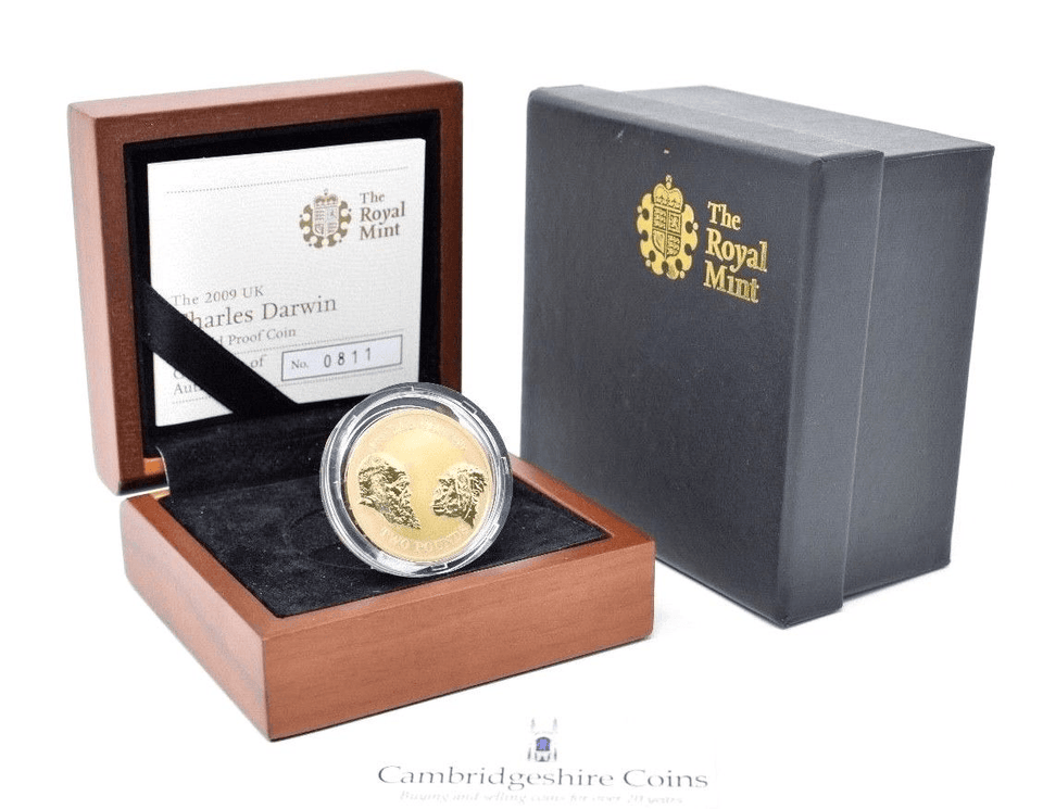 2009 Gold Proof £2 Charles Darwin Coin Box COA Bullion Double Sovereign - Gold Proof £2 - Cambridgeshire Coins