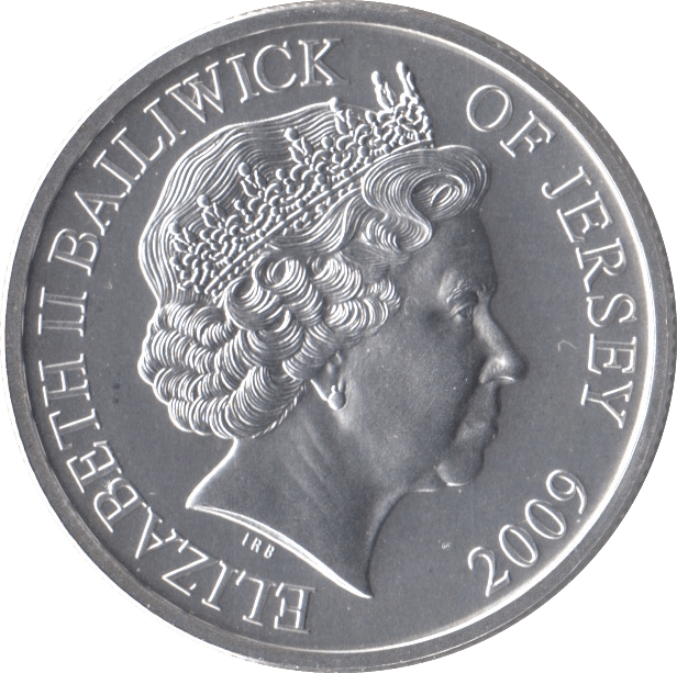 2009 SILVER BRILLIANT UNCIRCULATED 5 POUNDS JERSEY - SILVER WORLD COINS - Cambridgeshire Coins