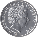 2009 SILVER BRILLIANT UNCIRCULATED 5 POUNDS JERSEY - SILVER WORLD COINS - Cambridgeshire Coins