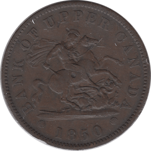 1850 BANK OF CANADA ONE PENNY TOKEN C - Token - Cambridgeshire Coins