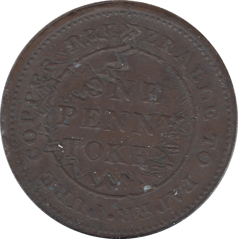 1813 TRADE AND NAVIGATION ONE PENNY TOKEN
