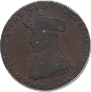 1795 HALFPENNY EARL HOWE LIVERPOOL CONDER TOKEN