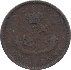 1850 BANK OF CANADA ONE PENNY TOKEN A - Token - Cambridgeshire Coins