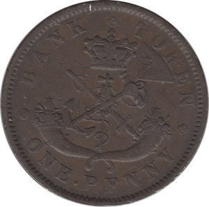 1850 BANK OF CANADA ONE PENNY TOKEN C - Token - Cambridgeshire Coins