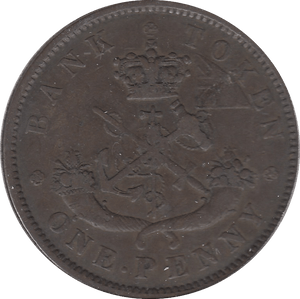 1850 BANK OF UPPER CANADA BANK TOKEN ONE PENNY - Token - Cambridgeshire Coins