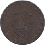 1792 LANCASTER HALFPENNY TOKEN A