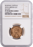 2010 GOLD PROOF £1 BELFAST QUEEN ELIZABETH II (NGC) PF70 ULTRA CAMEO - NGC CERTIFIED COINS - Cambridgeshire Coins