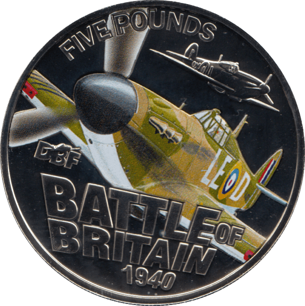 2010 GUERNSEY 5 POUND BATTLE OF BRITAIN HAWKER HURRICANE COIN (BU) - WORLD COINS - Cambridgeshire Coins