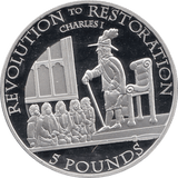 2010 SILVER PROOF FIVE POUND REVOLUTION TO RESTORATION CHARLES I AND PARLIAMENT REF 9 - SILVER PROOF COMMEMORATIVE - Cambridgeshire Coins