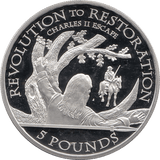 2010 SILVER PROOF FIVE POUND REVOLUTION TO RESTORATION CHARLES II ESCAPE THROUGH ENGLAND REF 2 - SILVER PROOF COMMEMORATIVE - Cambridgeshire Coins