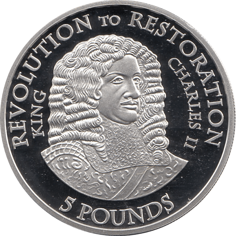 2010 SILVER PROOF FIVE POUND REVOLUTION TO RESTORATION CHARLES II REF 13 - SILVER PROOF COMMEMORATIVE - Cambridgeshire Coins