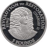 2010 SILVER PROOF FIVE POUND REVOLUTION TO RESTORATION CHARLES II REF 13 - SILVER PROOF COMMEMORATIVE - Cambridgeshire Coins
