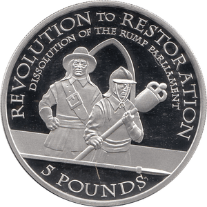 2010 SILVER PROOF FIVE POUND REVOLUTION TO RESTORATION DISSOLUTION OF RUMP PARLIAMENT REF 12 - SILVER PROOF COMMEMORATIVE - Cambridgeshire Coins