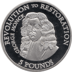 2010 SILVER PROOF FIVE POUND REVOLUTION TO RESTORATION GEORGE MONCK REF 17 - SILVER PROOF COMMEMORATIVE - Cambridgeshire Coins