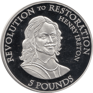 2010 SILVER PROOF FIVE POUND REVOLUTION TO RESTORATION HENRY IRETON REF 16 - SILVER PROOF COMMEMORATIVE - Cambridgeshire Coins